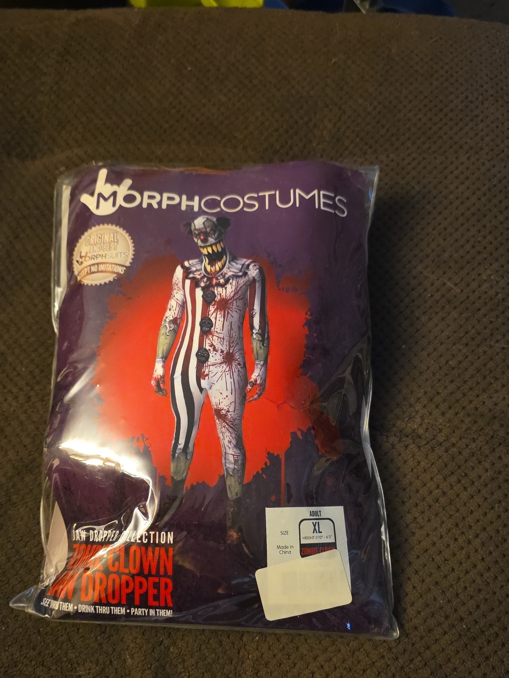 Red & Black Zombie Clown Dropper Men's Costume - XL